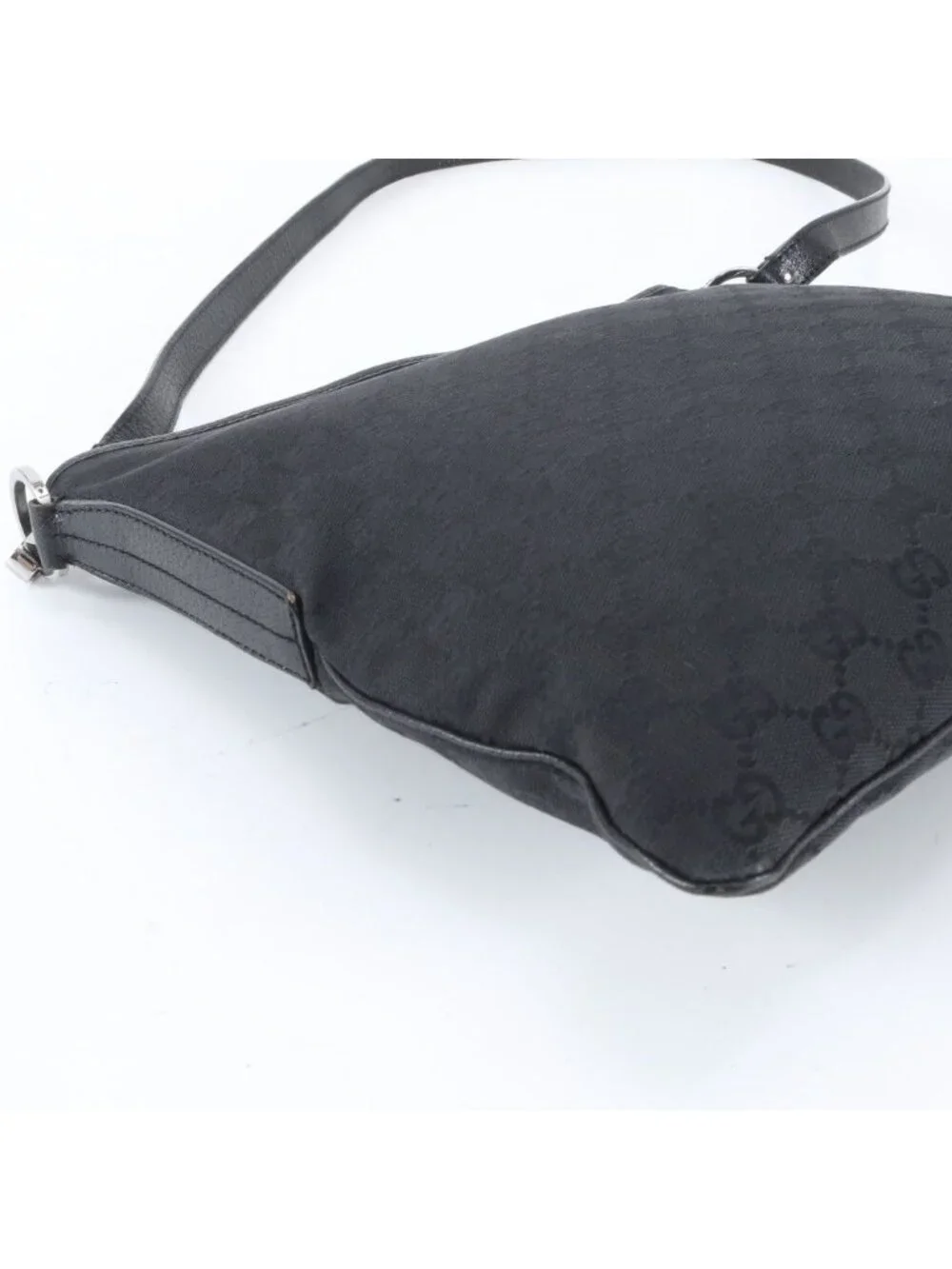 Gucci GG Canvas Leather Shoulder Bag Crossbody Messenger Black